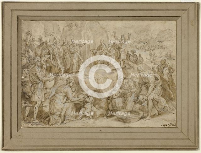 Moses Striking Water from the Rock, n.d. Creators: Chrispijn van den Broeck, Scarsellino.
