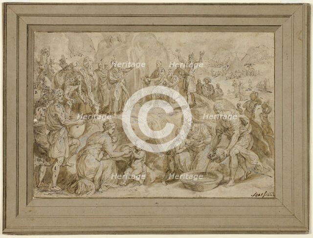 Moses Striking Water from the Rock, n.d. Creators: Chrispijn van den Broeck, Scarsellino.