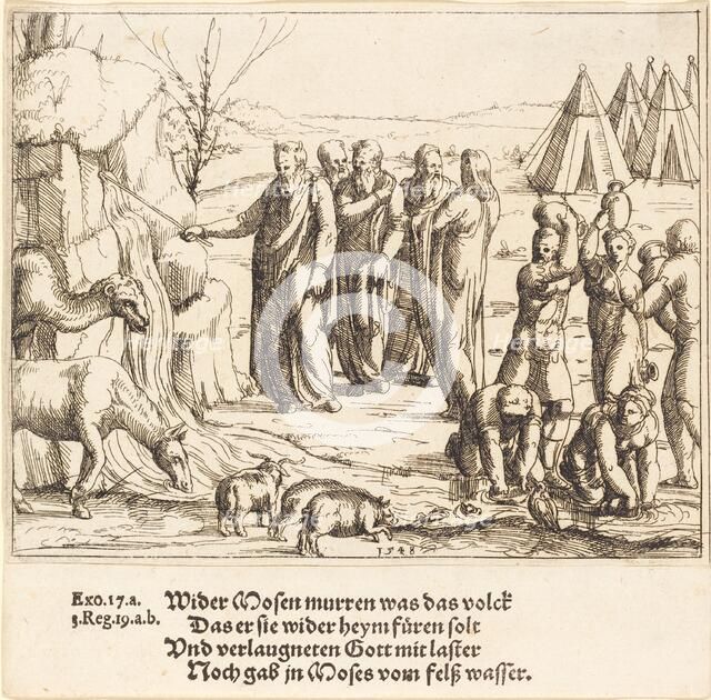 Moses Striking the Rock, 1548. Creator: Augustin Hirschvogel.