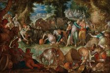 Moses Striking the Rock, 1624. Creator: Joachim Anthonisz Wtewael