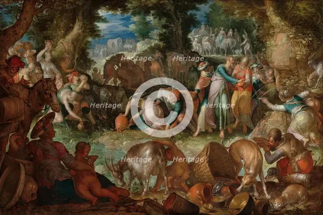 Moses Striking the Rock, 1624. Creator: Joachim Anthonisz Wtewael.