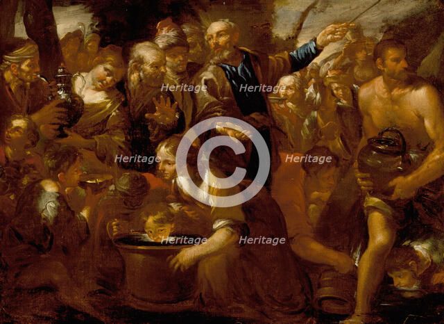 Moses Striking the Rock, 1630. Creator: Gioacchino Assereto.