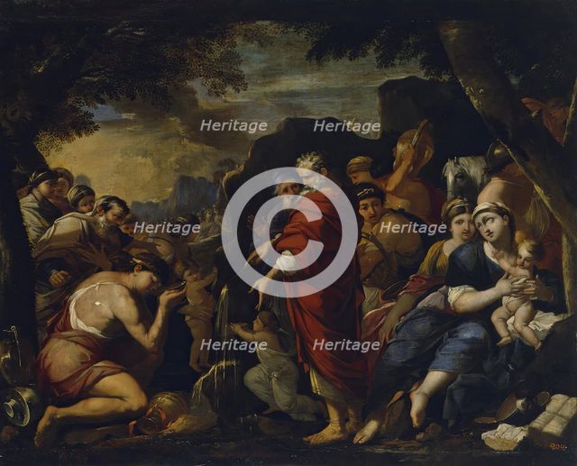 Moses Striking the Rock, 1634. Creator: Giovanni Maria Bottalla.