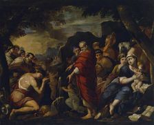 Moses Striking the Rock, 1634. Creator: Giovanni Maria Bottalla