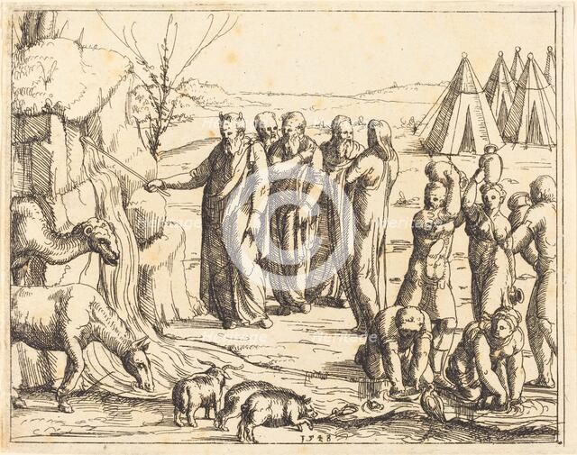 Moses Striking the Rock. Creator: Augustin Hirschvogel.