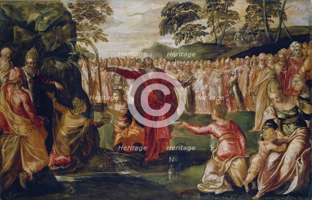 Moses Striking the Rock, c1555-1570. Creators: Jacopo Tintoretto, Workshop of Tintoretto.