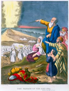 Moses parting the Red Sea, 1870s. Creator: Siegfried Detlev Bendixen