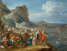 Moses parting the waters of the Red Sea, First Half of 17th cen.. Creator: Jordaens, Hans III (1590-1643)
