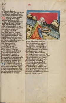 Moses Placed in the River; Weltchronik, about 1400-1410. Creator: Unknown