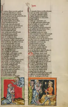 Moses Praying to God: The Plague of Darkness; Weltchronik, about 1400-1410. Creator: Unknown