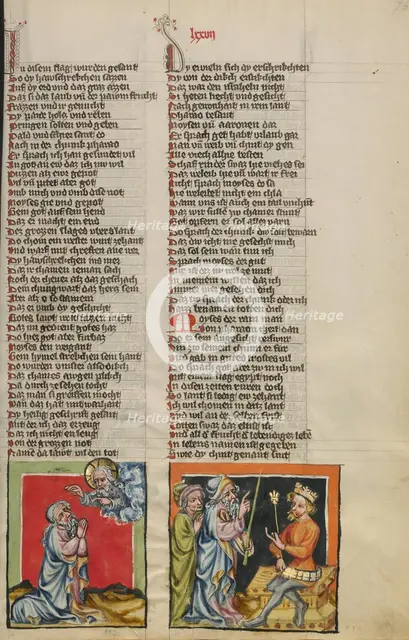 Moses Praying to God: The Plague of Darkness; Weltchronik, about 1400-1410. Creator: Unknown.