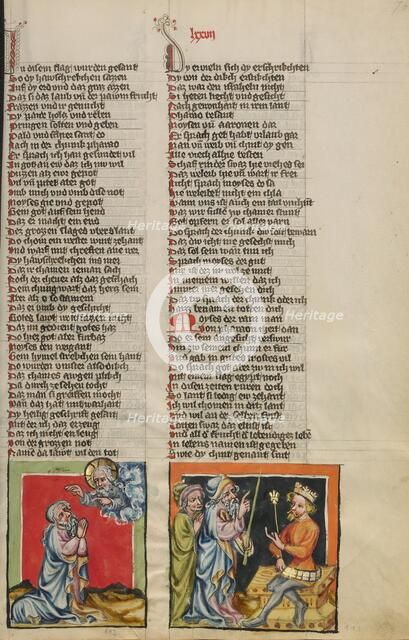 Moses Praying to God: The Plague of Darkness; Weltchronik, about 1400-1410. Creator: Unknown.