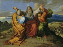 Moses praying with Aaron and Hur on Mount Horeb, 1832. Creator: Joseph von Fuhrich