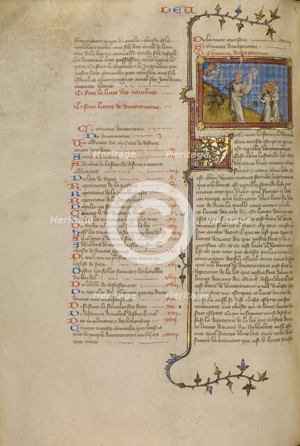 Moses Reading the Commandments to the Israelites, about 1360-1370. Creator: Master of Jean de Mandeville.