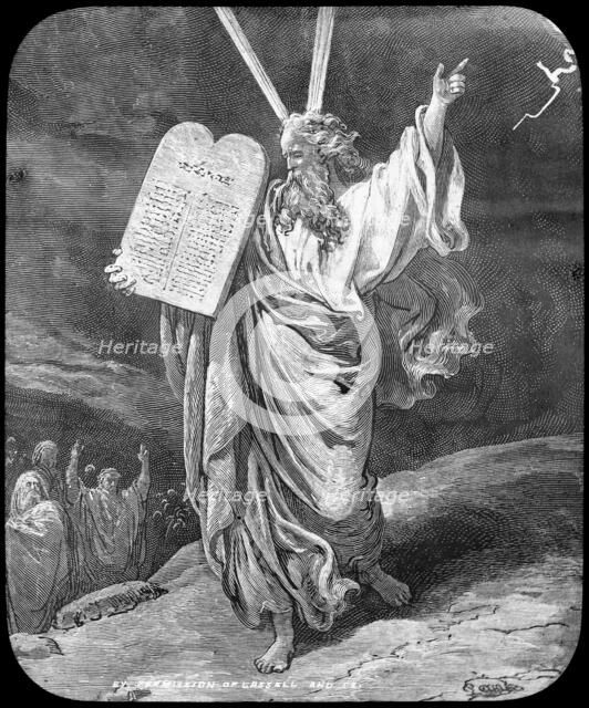 Moses receives the law, late 19th or early 20th century. Artist: Unknown