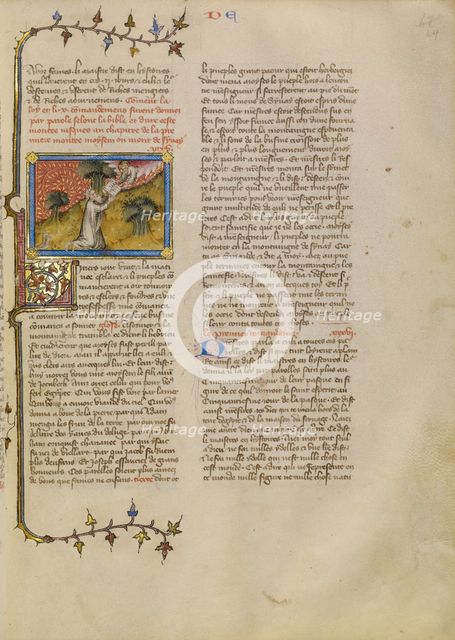 Moses Receiving the Tablets of the Law, about 1360-1370. Creator: Master of Jean de Mandeville.