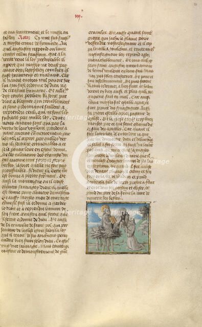 Moses Receiving the Tablets of the Law; Miroir Historial, about 1475. Creator: Unknown.