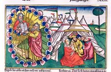 Moses receiving the Ten Commandments. Creator: Unknown