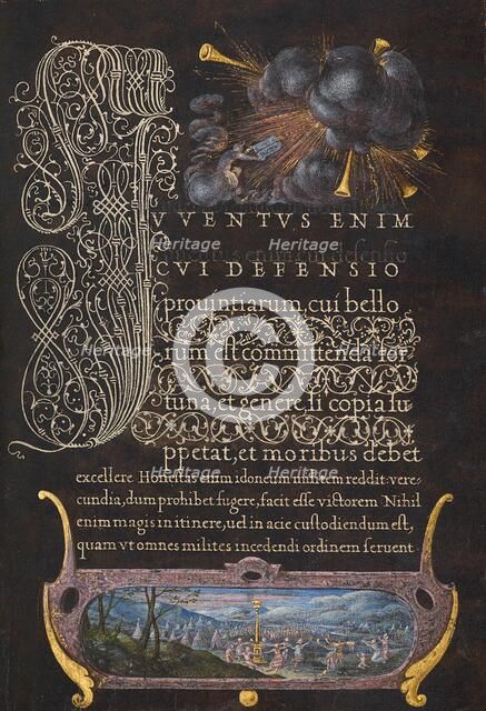 Moses Receiving the Ten Commandments: The Israelites Dancing around the Golden Calf, 1561-1562; illu Creator: Joris Hoefnagel.