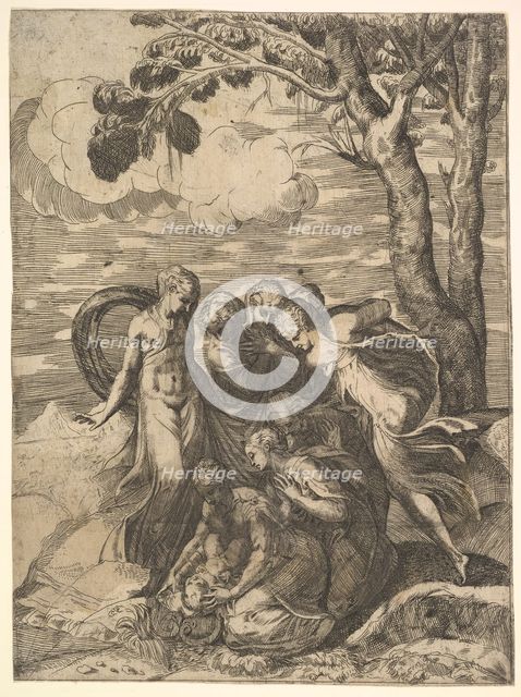 Moses Rescued from the Nile, 16th century. Creator: Battista del Moro.