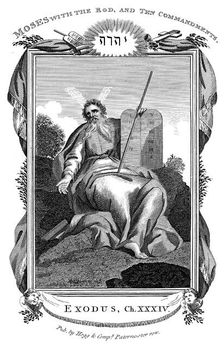 Moses with the Rod, and Ten Commandments c1808
