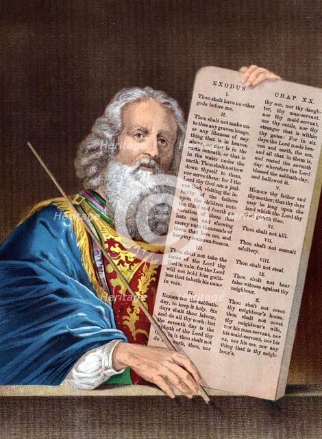 Moses with the Ten Commandments, mid 19th century. Artist: Unknown