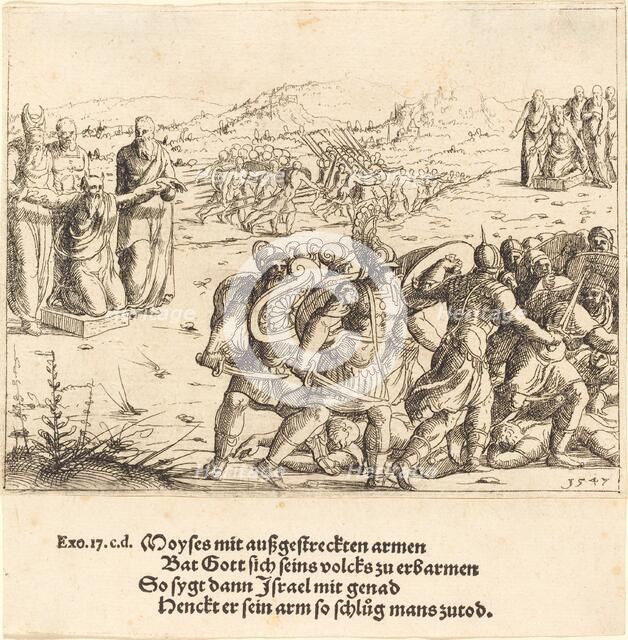 Moses with Outstretched Arms, 1547. Creator: Augustin Hirschvogel.