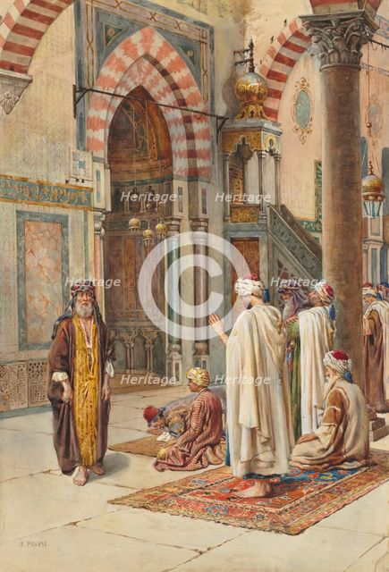Moslems at Prayer, late 1800s-early 1900s. Creator: P. Pavesi (Italian).