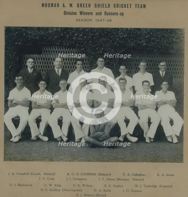 Mosman A.W. Green Shield Cricket Team. Creator: Unknown.