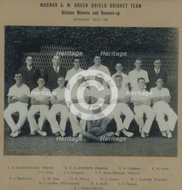 Mosman A.W. Green Shield Cricket Team. Creator: Unknown.