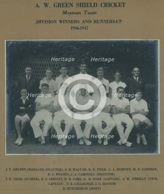 Mosman A.W. Green Shield Cricket, c1946. Creator: Unknown.