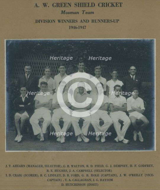 Mosman A.W. Green Shield Cricket, c1946. Creator: Unknown.