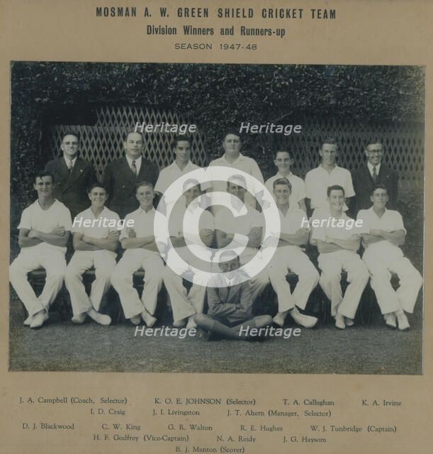 Mosman A.W. Green Shield Cricket Team. Creator: Unknown.