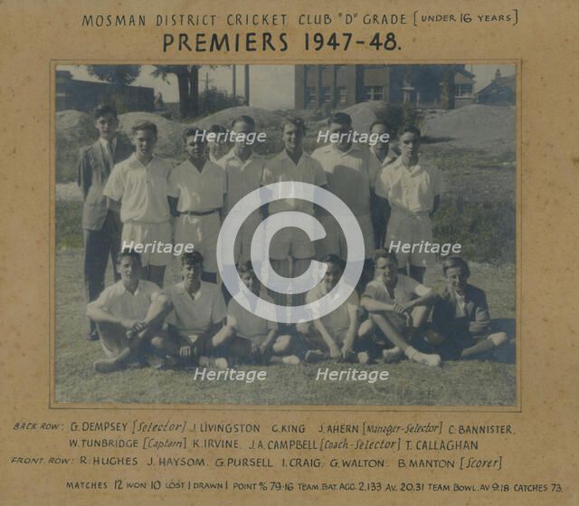 Mosman District Cricket Club. Creator: Unknown.