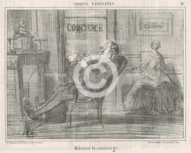 Mossieu le concierge, 19th century. Creator: Honore Daumier.