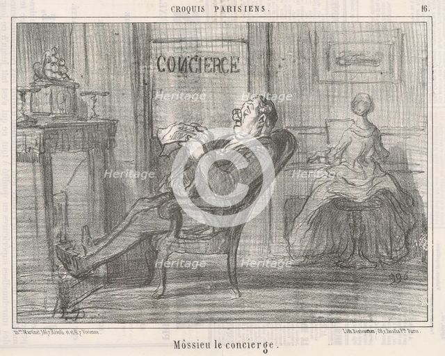 Mossieu le concierge, 19th century. Creator: Honore Daumier.