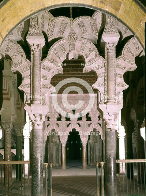 Mosque of Cordoba, arcade in the central section of the Mihrab.