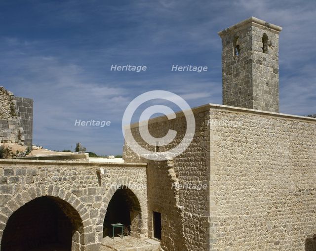 Mosque in the inner citadel, Citadel of Salah Ed-Din or Saladin Castle, near Al-Haffah, Syria, 2001. Creator: LTL.