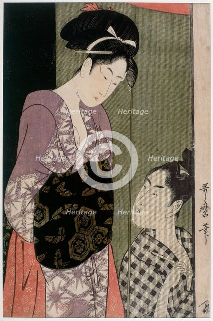 Mosquito Net, ca 1797. Artist: Utamaro, Kitagawa (1753-1806)