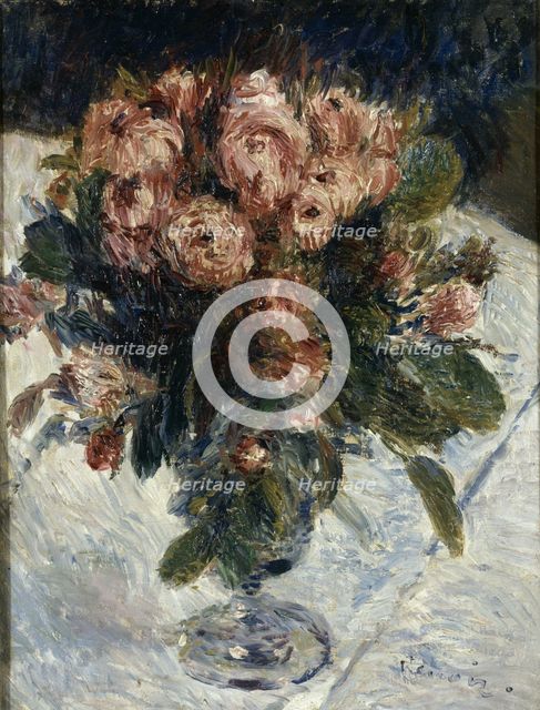 Moss Roses, c. 1890. Artist: Renoir, Pierre Auguste (1841-1919)