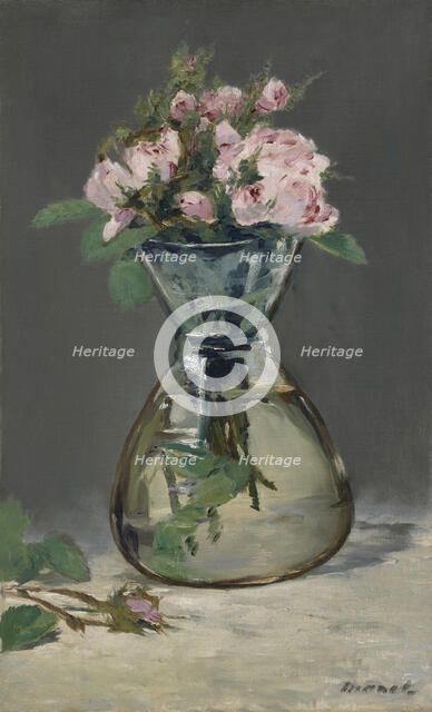 Moss Roses In A Vase, 1882. Creator: Edouard Manet.