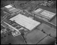 Moss Shed and nearby mills by Long Ing Bridge, Barnoldswick, Lancashire, c1930s. Creator: Arthur William Hobart