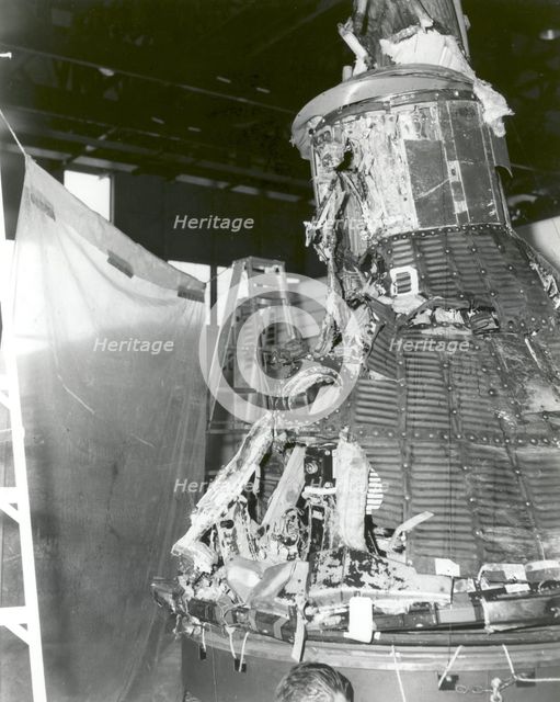 MA-1 capsule reassembled after explosion, USA, 1960.  Creator: NASA.