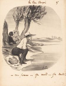 Ma femme... ça mord... ça mord!, 1846. Creator: Honore Daumier
