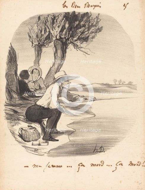 Ma femme... ça mord... ça mord!, 1846. Creator: Honore Daumier.