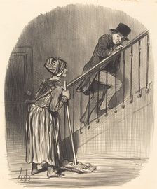 Ma femme est-elle à la maison?, 1847. Creator: Honore Daumier