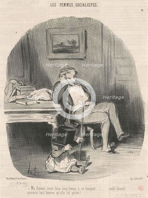 Ma femme reste bien longtemps a ce banquet ..., 19th century. Creator: Honore Daumier.