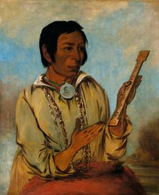 Ma-shée-na, Elk's Horns, a Subchief, 1830. Creator: George Catlin