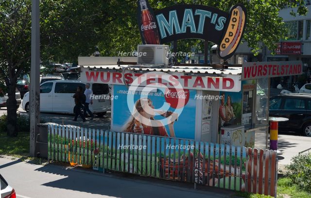 Mat's hot dog 'wurstelstand', Vienna, Austria, 2022. Creator: Ethel Davies.