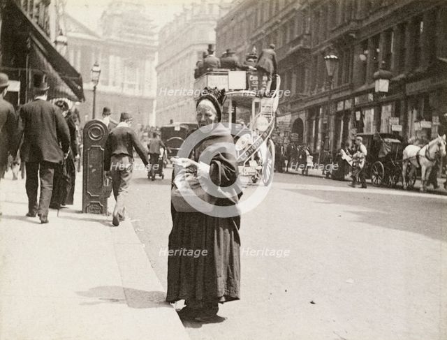 Match seller, Ludgate Hill, London, 1893. Creator: Paul Martin.